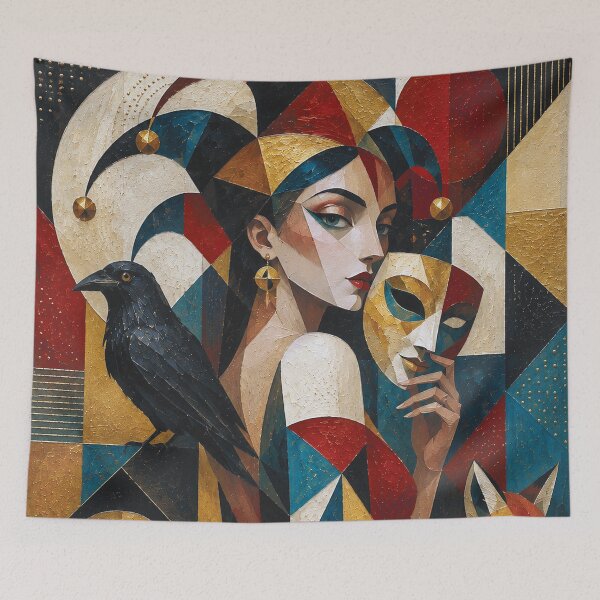 Item preview, The Female Trickster: a cubist painting. designed and sold by GalleryKauffeld.