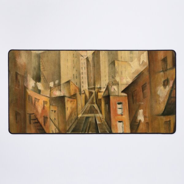 Item preview, New York station, Manhattan railroad and skyline cityscape painting by Christopher Nevinson designed and sold by Jéanpaul  Ferro.