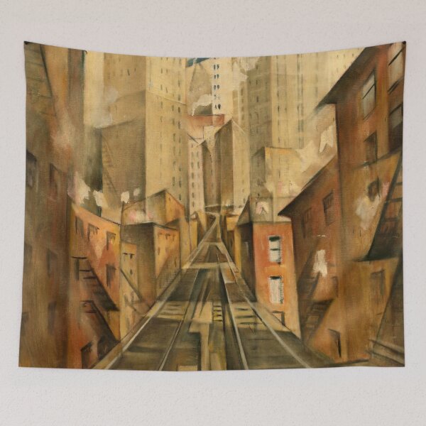 Item preview, New York station, Manhattan railroad and skyline cityscape painting by Christopher Nevinson designed and sold by Jéanpaul  Ferro.