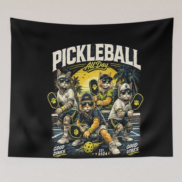 Item preview, Pickleball All Day – Vintage Cat Players designed and sold by StudioAyinla.