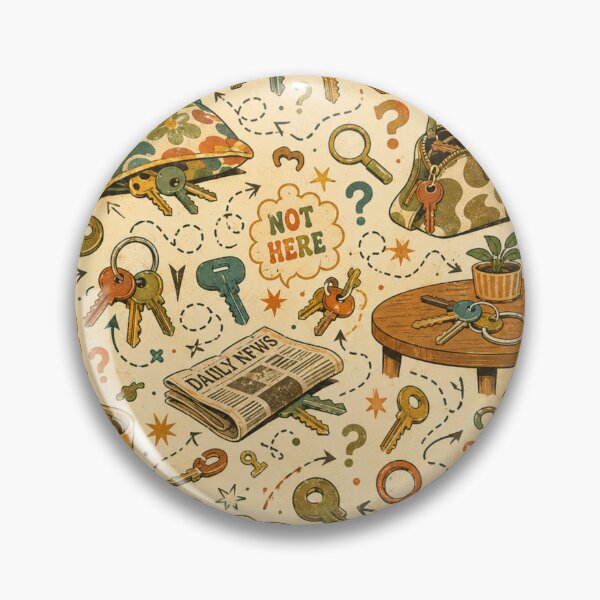 Item preview, Where Are My Keys? – Funny Retro 70s Lost Keys Pattern designed and sold by Golden Era Studio.
