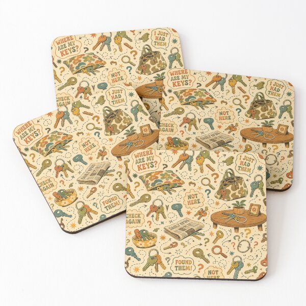 Item preview, Where Are My Keys? – Funny Retro 70s Lost Keys Pattern designed and sold by Golden Era Studio.
