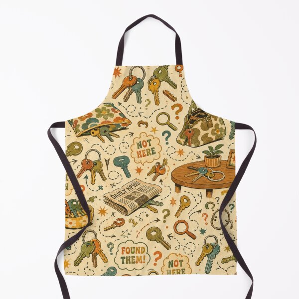 Item preview, Where Are My Keys? – Funny Retro 70s Lost Keys Pattern designed and sold by Golden Era Studio.