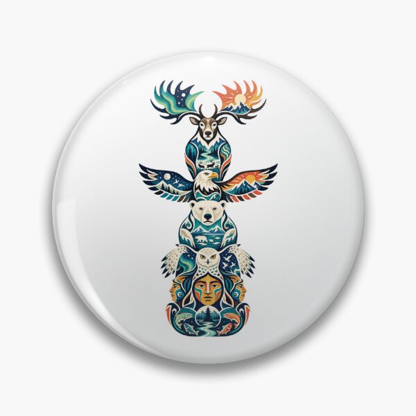 Item preview, Northern Totem Caribou Eagle Polar Bear Snowy Owl designed and sold by Wild Creative Art.