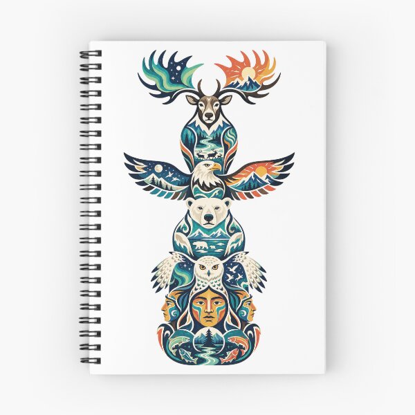 Item preview, Northern Totem Caribou Eagle Polar Bear Snowy Owl designed and sold by Wild Creative Art.