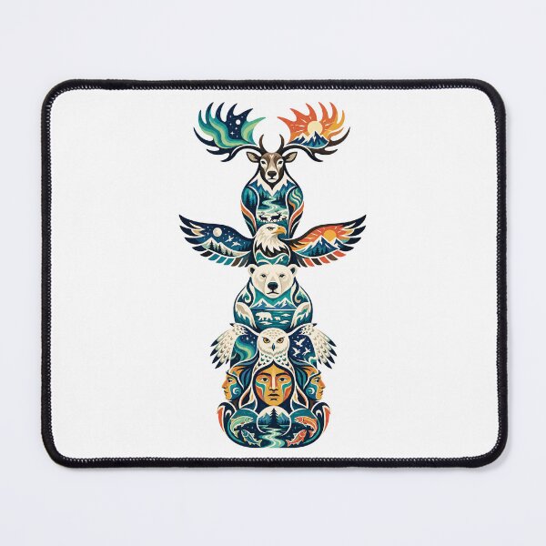 Item preview, Northern Totem Caribou Eagle Polar Bear Snowy Owl designed and sold by Wild Creative Art.