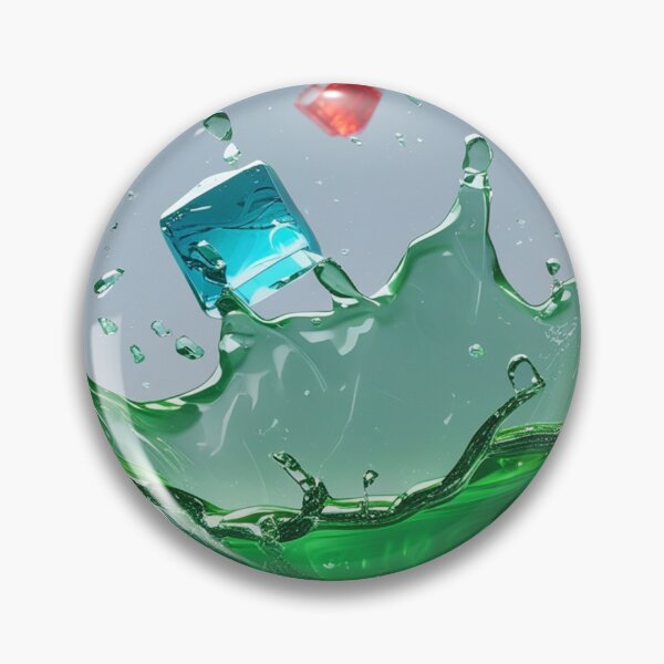 Item preview, Neon Green Water Splash with Colorful Glass Cubes and Glowing Circle. designed and sold by fbtrisha.