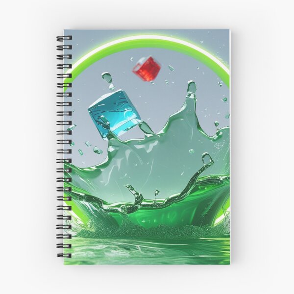Item preview, Neon Green Water Splash with Colorful Glass Cubes and Glowing Circle. designed and sold by fbtrisha.