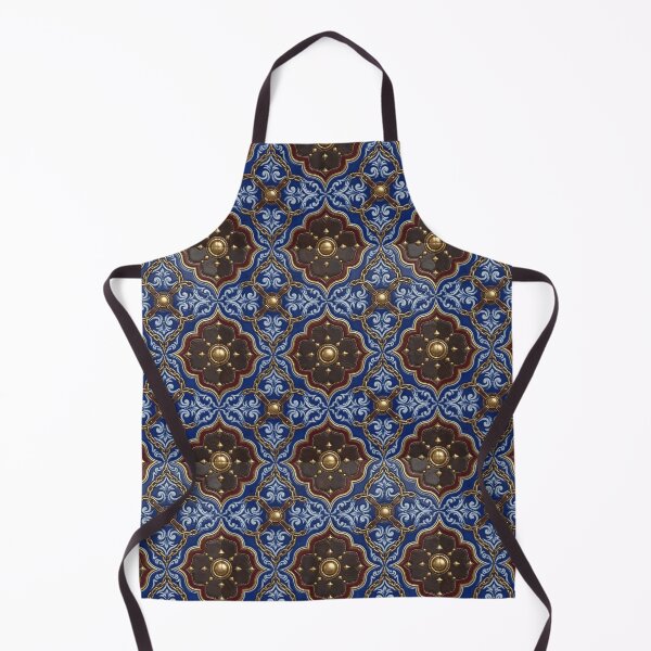 Item preview, Blue Baroque Leather & Gold Chain Tile Pattern designed and sold by ZhivanCrimson.