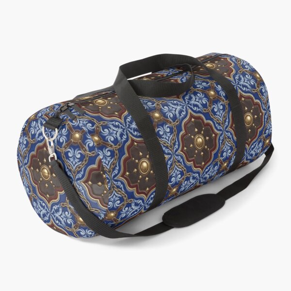 Item preview, Blue Baroque Leather & Gold Chain Tile Pattern designed and sold by ZhivanCrimson.