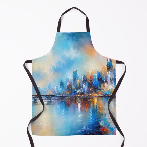 Item preview, Full Moon Over Vibrant City Skyline - Urban Painting designed and sold by Joey Santiago.
