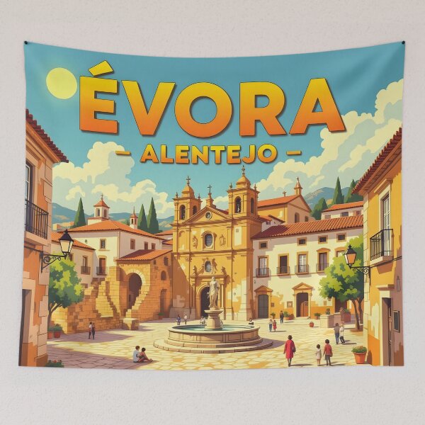 Item preview, Evora, Alentejo, Portugal: Vintage-Style Painterly Travel Poster designed and sold by LSVart.