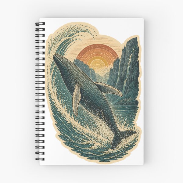 Item preview, Humpback Whale in the Sunset Fjord Wild Animal Vintage Engraving Art designed and sold by VisualArtsOasis.