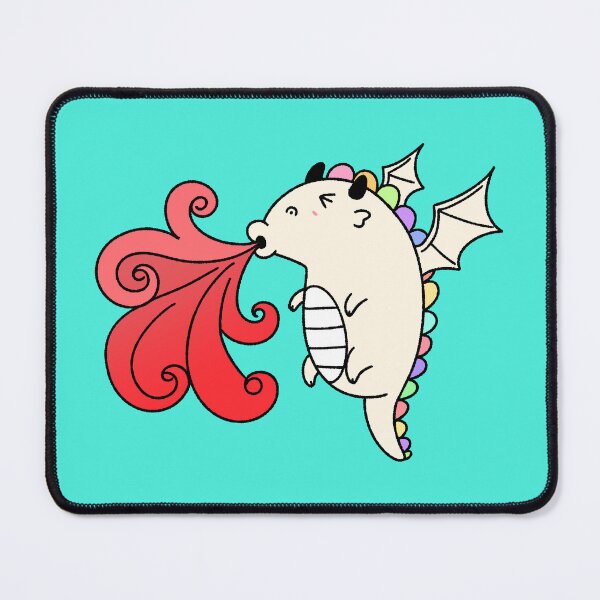 Item preview, Cute Rainbow Dragon Breathing Red Fire - Hand-drawn Chibi Art designed and sold by ubborn.