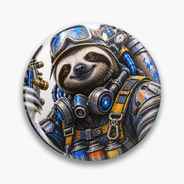 Item preview, Steel Sloth Industrial Painter – Funny Mechanical Animal Worker designed and sold by SteelCoat Studio.