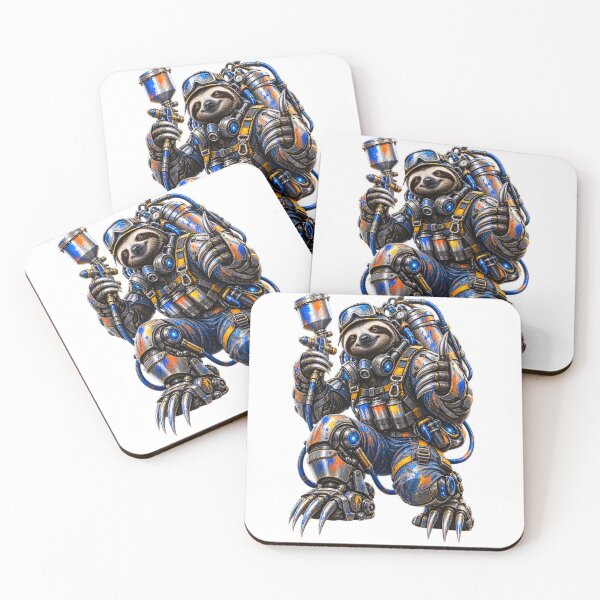 Item preview, Steel Sloth Industrial Painter – Funny Mechanical Animal Worker designed and sold by SteelCoat Studio.