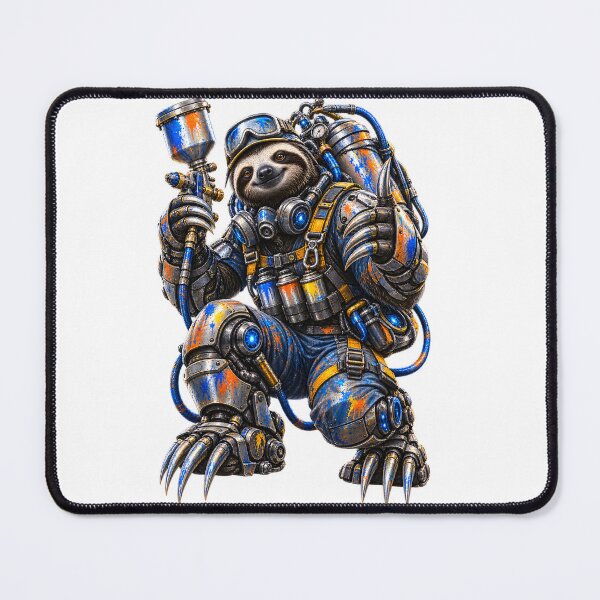 Item preview, Steel Sloth Industrial Painter – Funny Mechanical Animal Worker designed and sold by SteelCoat Studio.