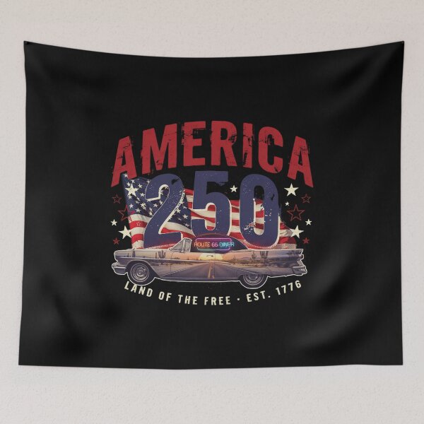 Item preview, America 250 Route 66 Diner Vintage Convertible Road Trip Shirt v1 designed and sold by DarylWelsh2024.
