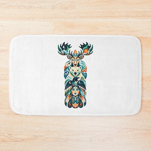 Item preview, Northern Totem Caribou Polar Bear Raven designed and sold by Wild Creative Art.
