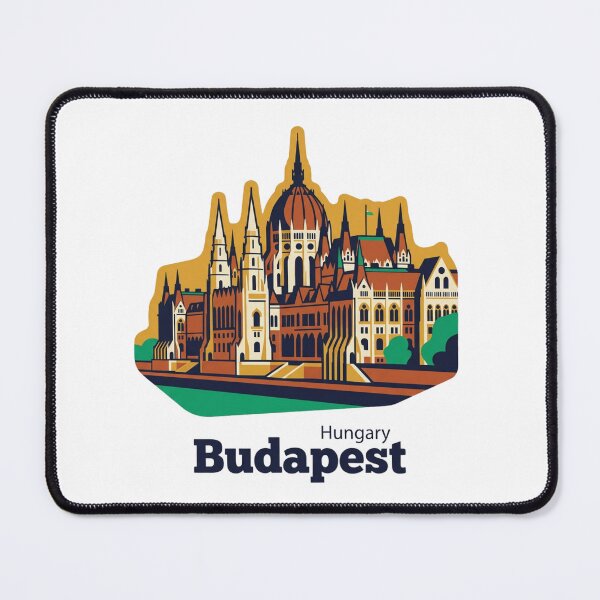 Item preview, Budapest Parliament Bold Retro Graphic Travel Poster designed and sold by Inkworksbyshery.