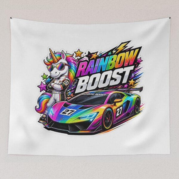 Item preview, Rainbow Boost Kawaii Racing Sticker PNG | Cute Unicorn Sports Car Graphic | Colorful Retro Streetwear Decal | Car Lover Gift designed and sold by Stylestickers55.