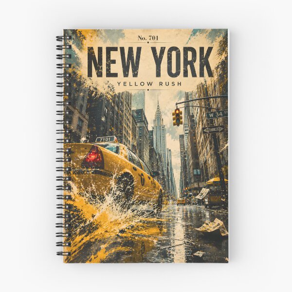 Item preview, New York Yellow Rush Vintage Travel Poster – NYC Taxi Urban Wall Art No. 701 designed and sold by bauschberts.