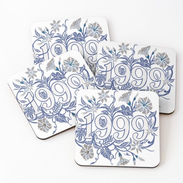 Item preview, Vintage 1999 Art Nouveau Blue Botanical Floral designed and sold by altastudio.
