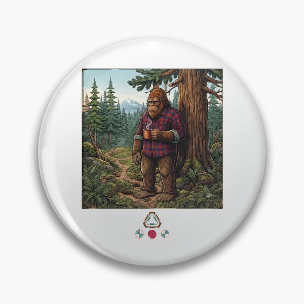 Item preview, Cozy Bigfoot in Plaid Shirt and Mountain Forest - Vintage Sasquatch Art designed and sold by Whimsy Trail Co.