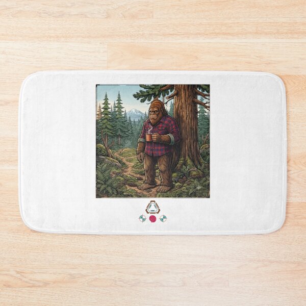 Item preview, Cozy Bigfoot in Plaid Shirt and Mountain Forest - Vintage Sasquatch Art designed and sold by Whimsy Trail Co.