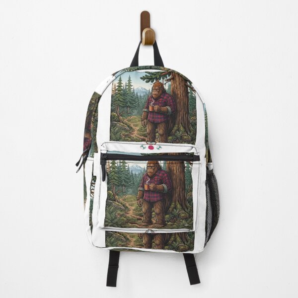 Item preview, Cozy Bigfoot in Plaid Shirt and Mountain Forest - Vintage Sasquatch Art designed and sold by Whimsy Trail Co.