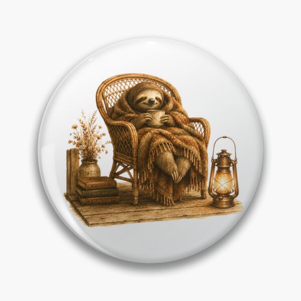 Item preview, Hygge Sloth Wicker Chair Cozy Blanket Tea Time designed and sold by AQUILAKREO.