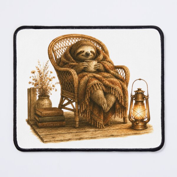 Item preview, Hygge Sloth Wicker Chair Cozy Blanket Tea Time designed and sold by AQUILAKREO.