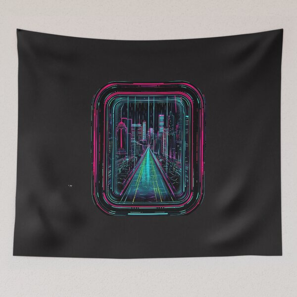 Item preview, window to the neon night designed and sold by RetroWaveArtCo.
