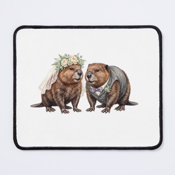 Item preview, Beaver Wedding Couple Art designed and sold by Roy & Tiffany.