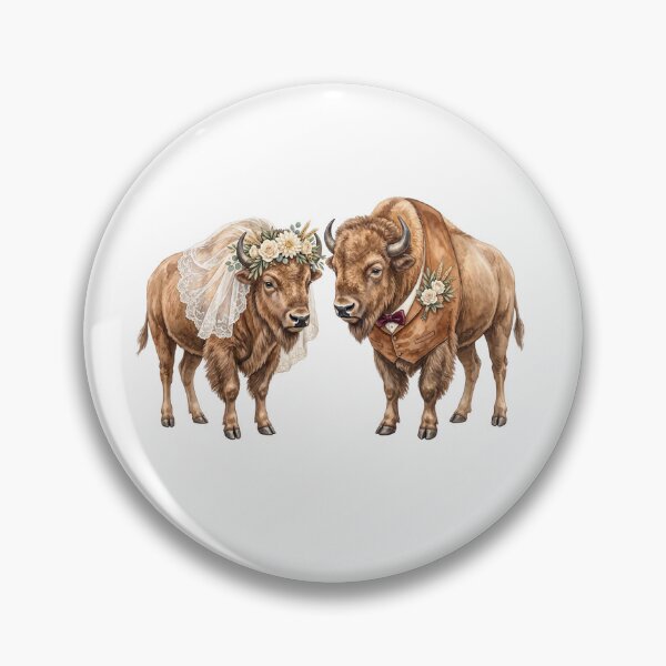 Item preview, Bison Wedding Couple Art designed and sold by Tiffany Roy.