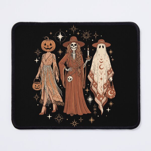Item preview, Boho Halloween Sisters Skeleton Ghost and Pumpkin Head Celestial Art designed and sold by ArcaneArtistry.
