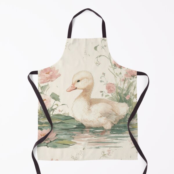 Item preview, Playful Goose Splashing in Lily Pond Watercolor designed and sold by GoodOldPrints4.