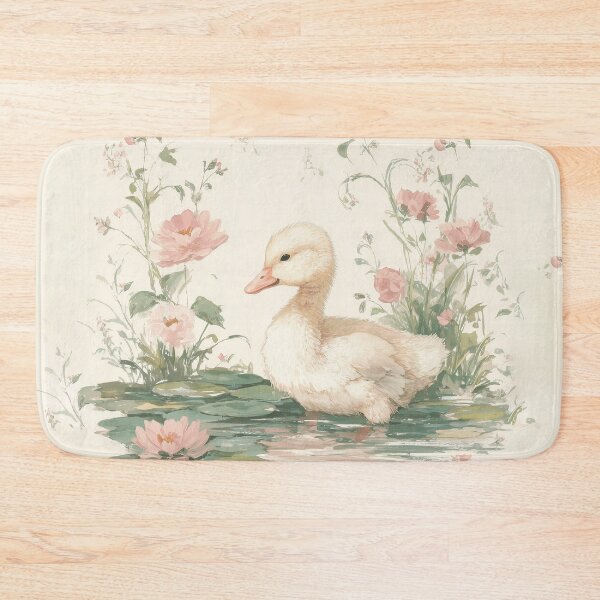 Item preview, Playful Goose Splashing in Lily Pond Watercolor designed and sold by GoodOldPrints4.