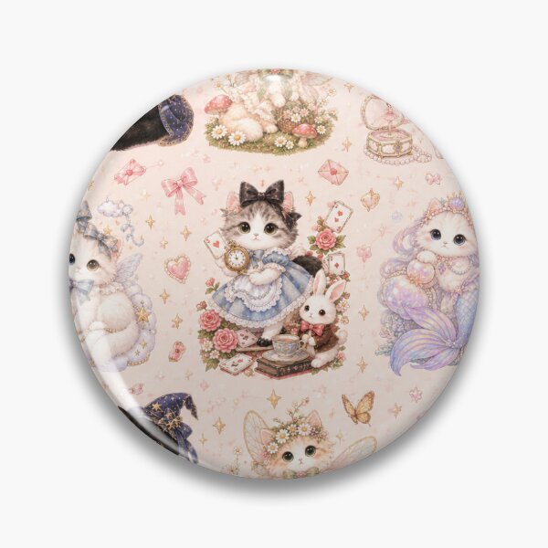 Item preview, Cute Pastel Kitty Fairy Tale Pattern designed and sold by sara747.