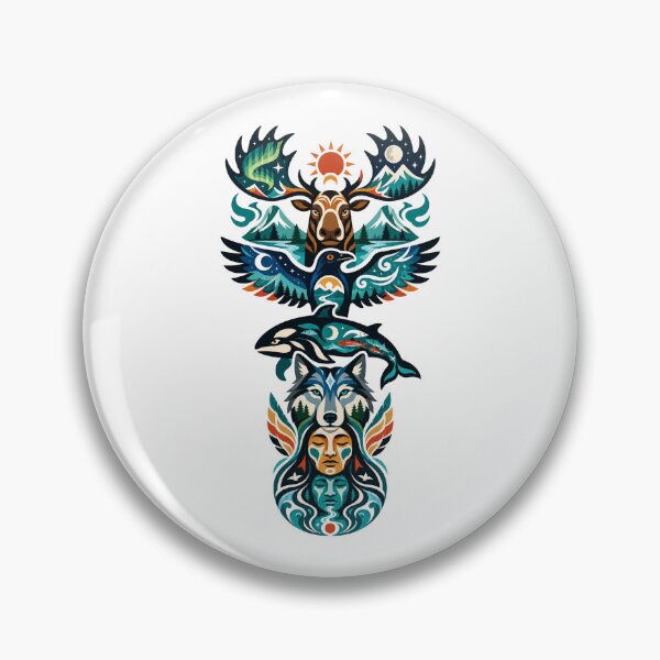 Item preview, Northern Totem Caribou Raven Orca Wolf designed and sold by Wild Creative Art.