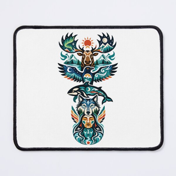 Item preview, Northern Totem Caribou Raven Orca Wolf designed and sold by Wild Creative Art.