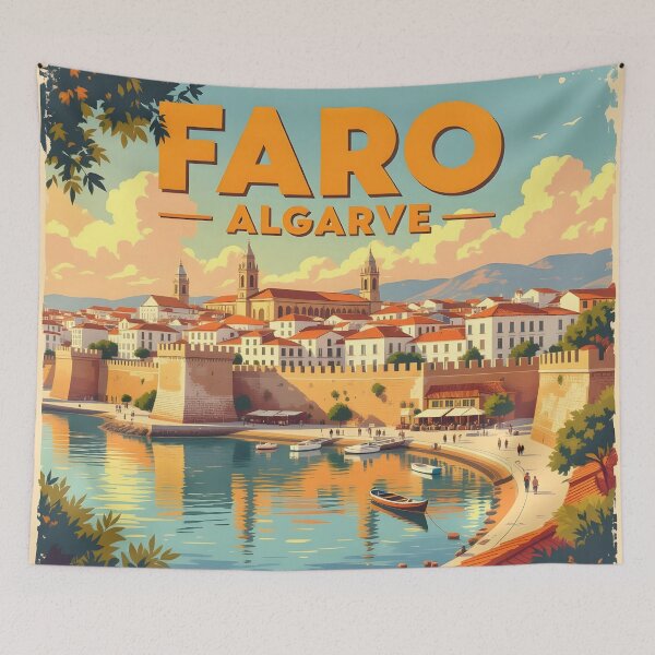 Item preview, Faro, Algarve, Portugal: Vintage-Style Painterly Travel Poster designed and sold by LSVart.