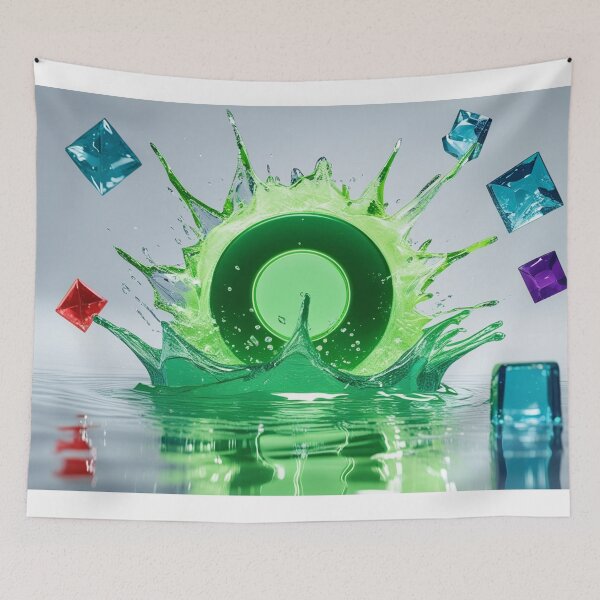 Item preview, Neon Green Water Splash with Colorful Crystal Gems. designed and sold by fbtrisha.