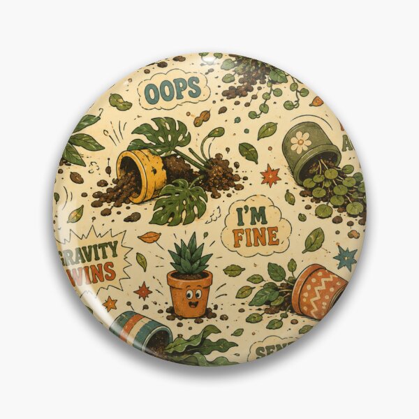 Item preview, Plant Down! – Funny Retro 70s Houseplant Chaos Pattern designed and sold by Golden Era Studio.