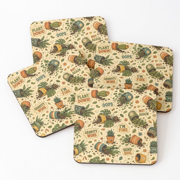Item preview, Plant Down! – Funny Retro 70s Houseplant Chaos Pattern designed and sold by Golden Era Studio.