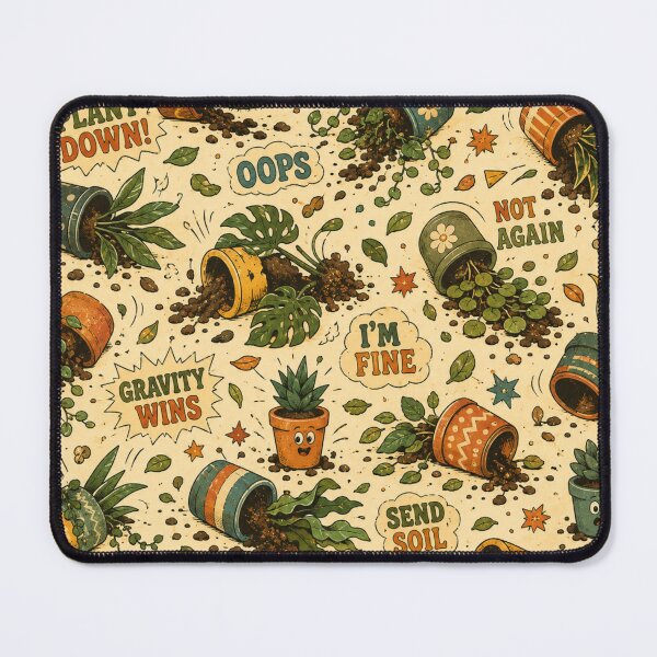 Item preview, Plant Down! – Funny Retro 70s Houseplant Chaos Pattern designed and sold by Golden Era Studio.
