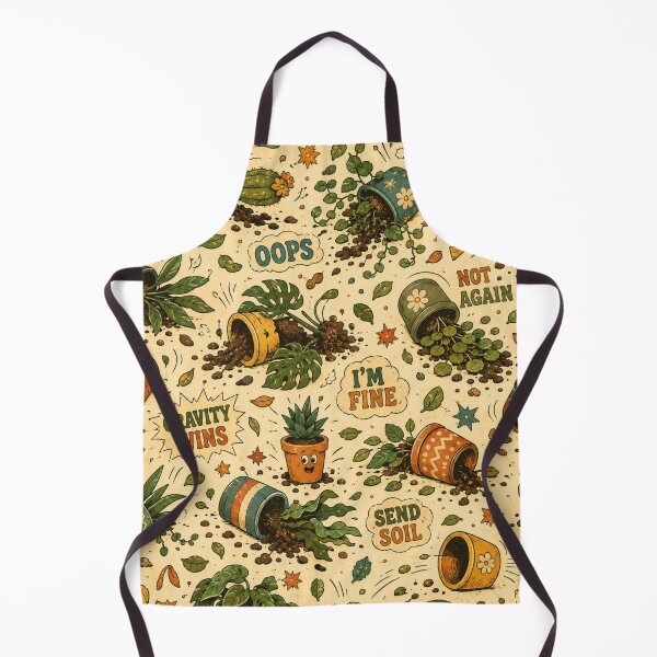 Item preview, Plant Down! – Funny Retro 70s Houseplant Chaos Pattern designed and sold by Golden Era Studio.