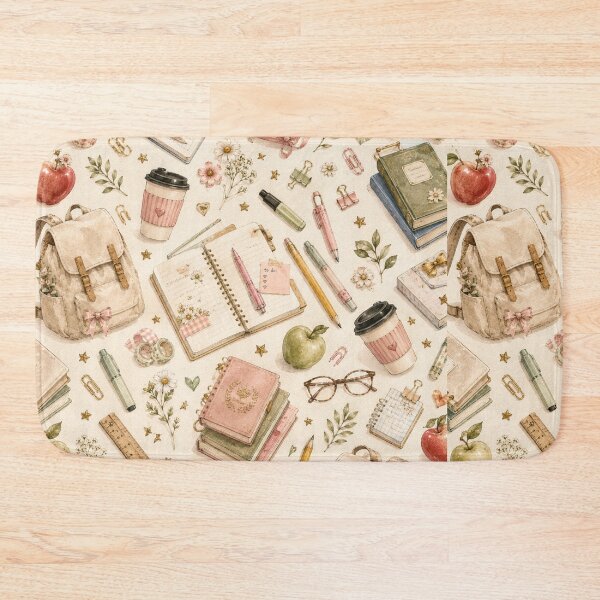 Item preview, Cozy Vintage School Supplies Aesthetic Pattern designed and sold by NinaVibeStudio.