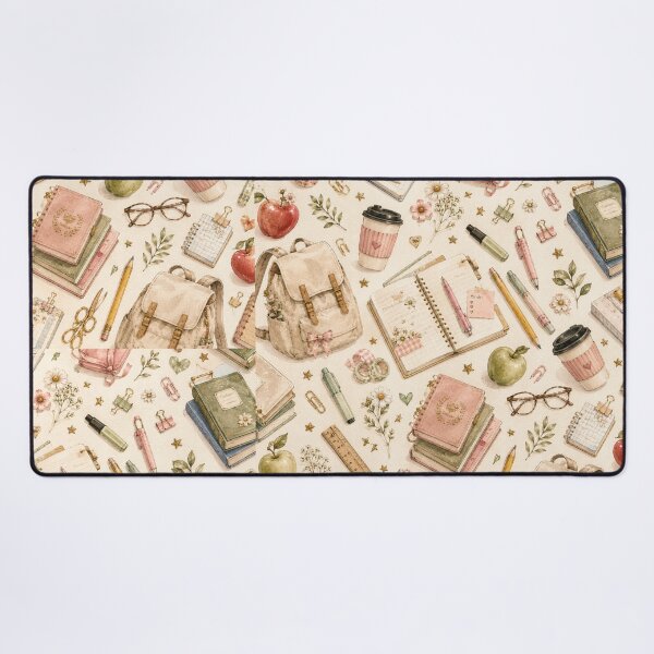 Item preview, Cozy Vintage School Supplies Aesthetic Pattern designed and sold by NinaVibeStudio.