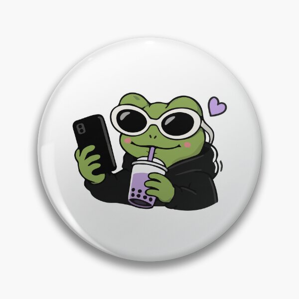 Item preview, Gen Z Frog Boba Selfie Kawaii Aesthetic Funny Frog designed and sold by VectorForge Studio.